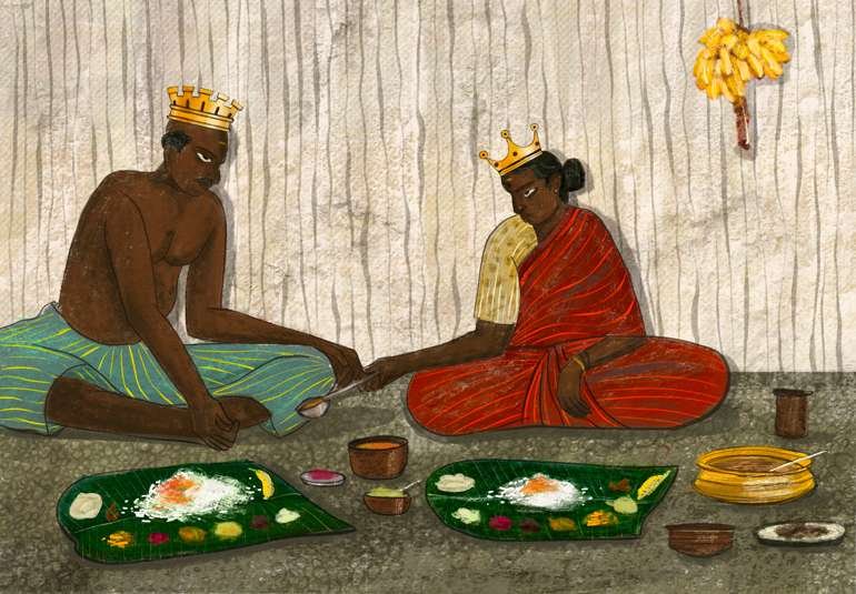 https://www.oneating.in/onam-sadhya/ Artwork – Vaishnavi Ramesh, 2024
